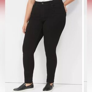 Lane Bryant Signature Fit Sateen Skinny Jean, Black Denim